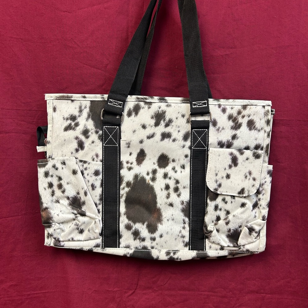 Stylish Black and White Bag with Bold Pattern
